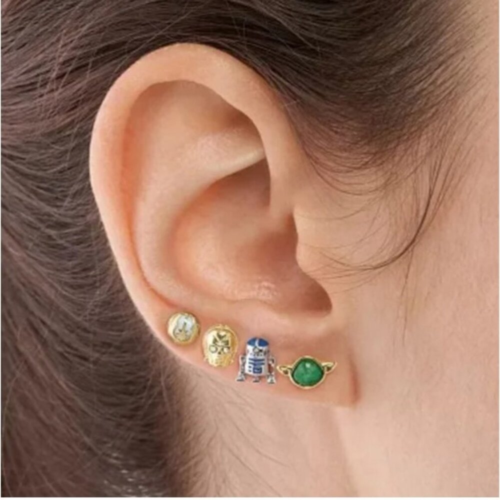 Star Wars X Fossil Gold Stainless Steel Stud Earrings Set 40th Anniversary - Picture 4 of 7